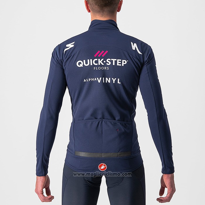 2022 Abbigliamento Ciclismo Deceuninck Quick Step Spento Blu Manica Lunga e Salopette